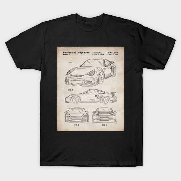 Supercar Sports Car Patent - Car Lover Classic Car Art - Antique T-Shirt by patentpress